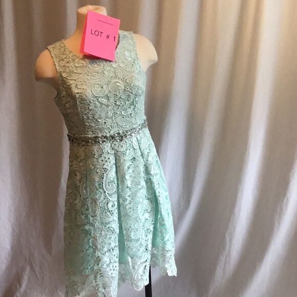 Lace sleeveless 👗 in mint green size large NWT - Picture 1 of 8
